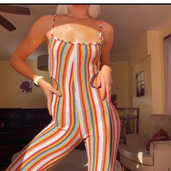 NWT Zara striped cut out knit jumpsuit Size M - Picture 2 of 10